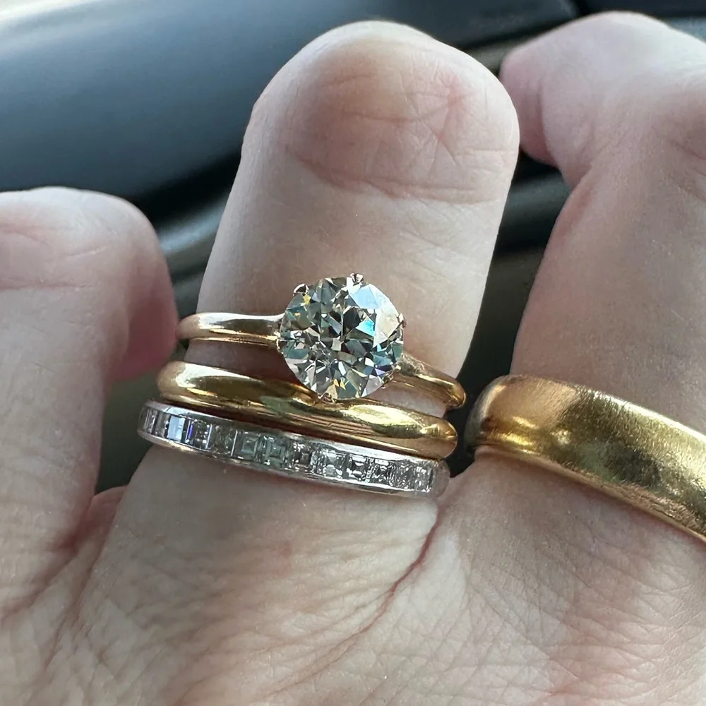 Antique 1.28ct OEC Diamond Victorian Solitaire 14K Yellow Gold Size 6.5 - Picture 5 of 13